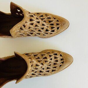 Jeffrey Campbell Camel Suede SAGET Split Shaft Cut Out Ankle Boot